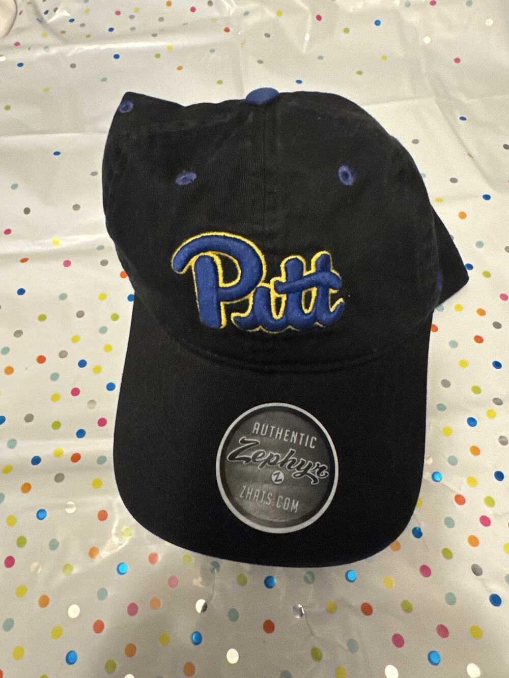 PITT Panthers NCAA black strap fit zephyr cap hat NWT